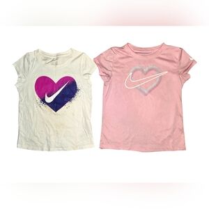 NIKE Girl' sWhite and Pink Heart T-Shirts - Size 6